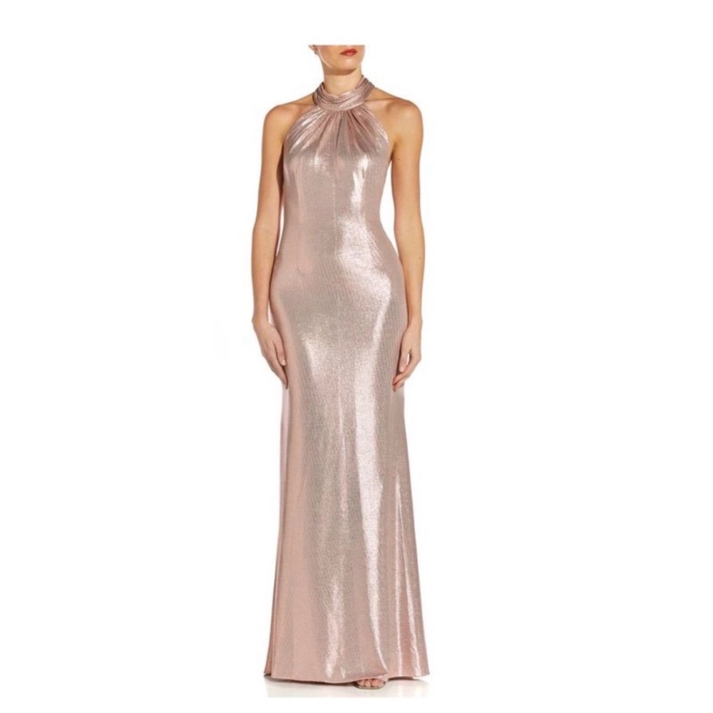 Aidan Mattox Halter Metallic Gown